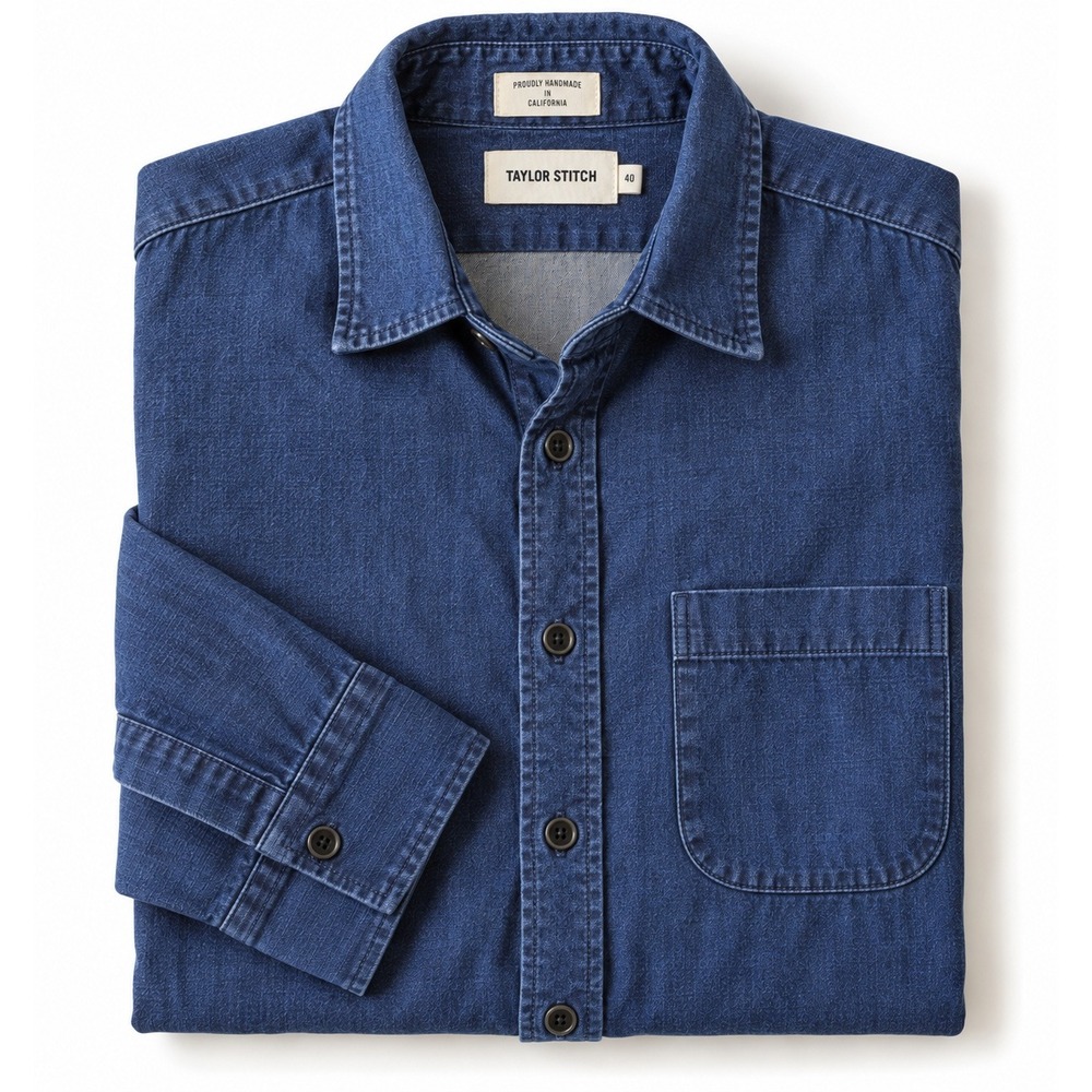 Taylor Stitch Men's The Jack Chambray Shirt Blue Indigo Button Down- Medium